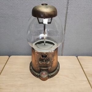 Antique Bronze/copper Carousel Gumball Machine Candy Dispenser Works!
